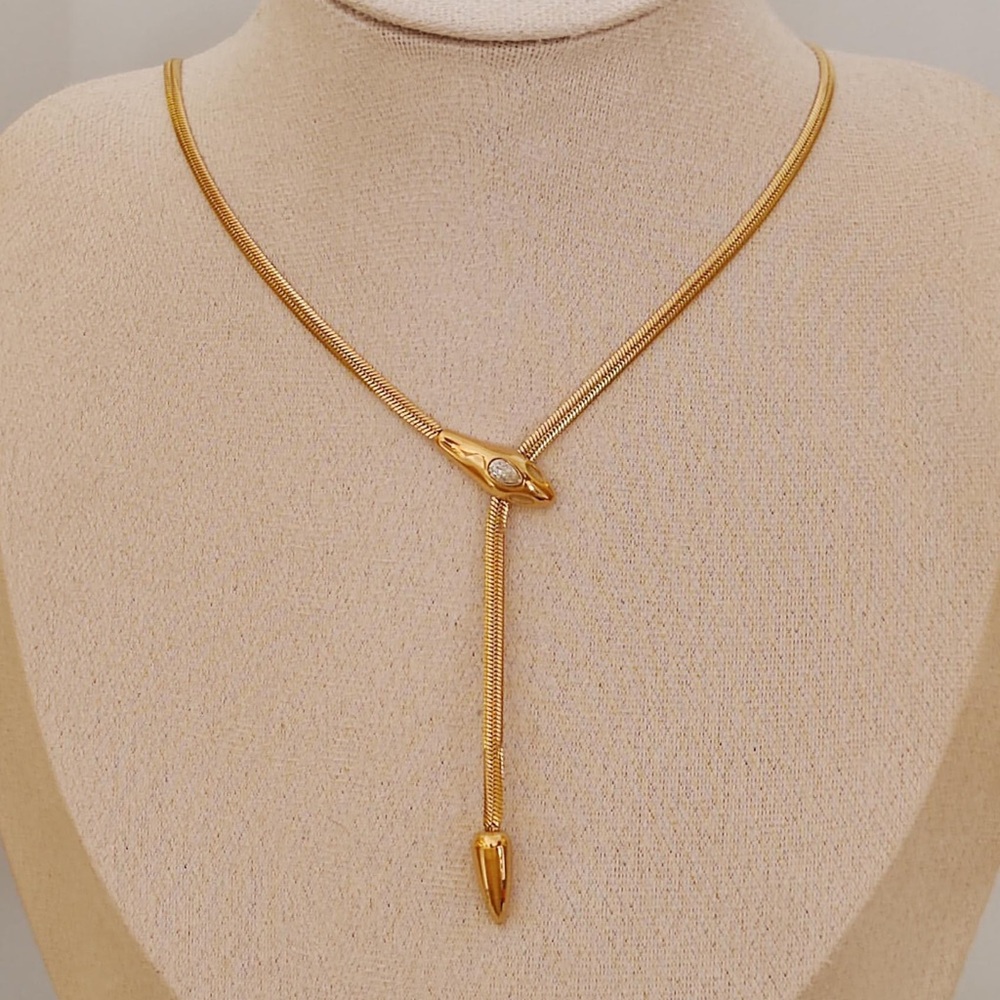 Serpentine Necklace 18K Gold Color Plated Stainless Steel - Picture 6 of 9